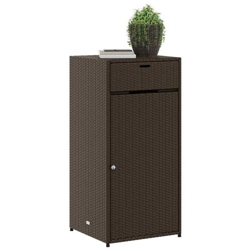  barna polyrattan kerti tárolószekrény 55 x 55 x 111 cm