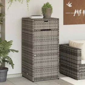  szürke polyrattan kerti tárolószekrény 55 x 55 x 111 cm