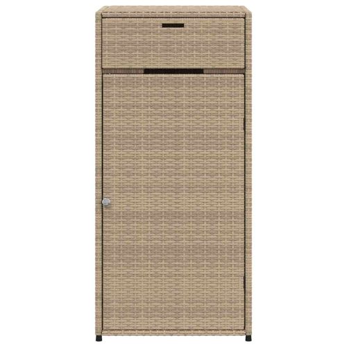  bézs polyrattan kerti tárolószekrény 55 x 55 x 111 cm