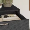  fekete polyrattan kerti tárolószekrény 105 x 55 x 113 cm