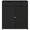  fekete polyrattan kerti tárolószekrény 105 x 55 x 113 cm