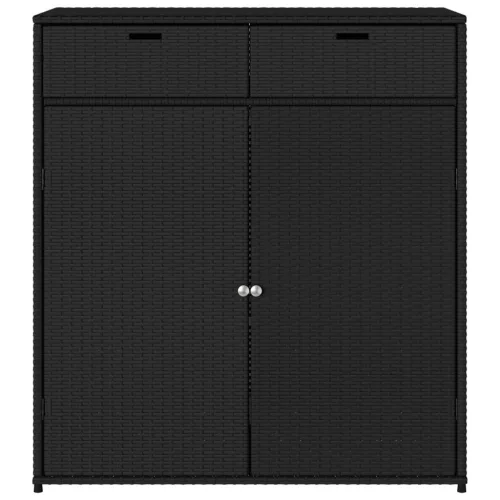  fekete polyrattan kerti tárolószekrény 105 x 55 x 113 cm