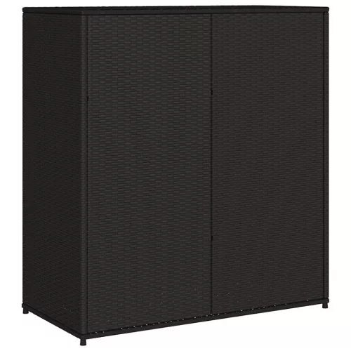  fekete polyrattan kerti tárolószekrény 105 x 55 x 113 cm