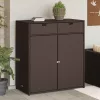  barna polyrattan kerti tárolószekrény 105 x 55 x 113 cm