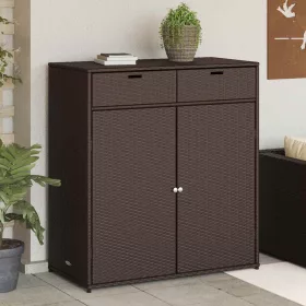  barna polyrattan kerti tárolószekrény 105 x 55 x 113 cm