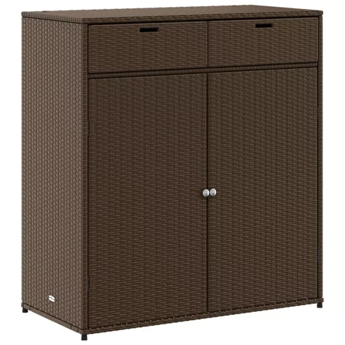  barna polyrattan kerti tárolószekrény 105 x 55 x 113 cm