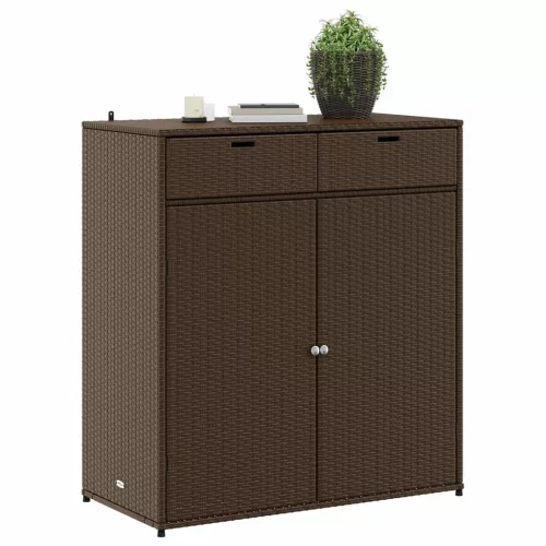  barna polyrattan kerti tárolószekrény 105 x 55 x 113 cm