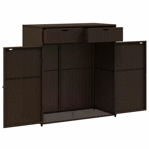  barna polyrattan kerti tárolószekrény 105 x 55 x 113 cm