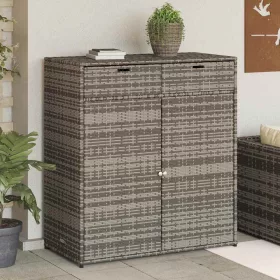   szürke polyrattan kerti tárolószekrény 105 x 55 x 113 cm