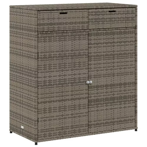  szürke polyrattan kerti tárolószekrény 105 x 55 x 113 cm