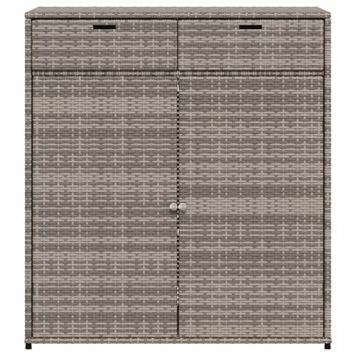  szürke polyrattan kerti tárolószekrény 105 x 55 x 113 cm
