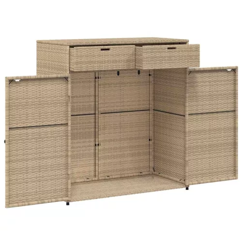  szürke polyrattan kerti tárolószekrény 105 x 55 x 113 cm