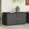  fekete polyrattan kerti tárolószekrény 110 x 55 x 60,5 cm