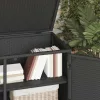  fekete polyrattan kerti tárolószekrény 110 x 55 x 60,5 cm