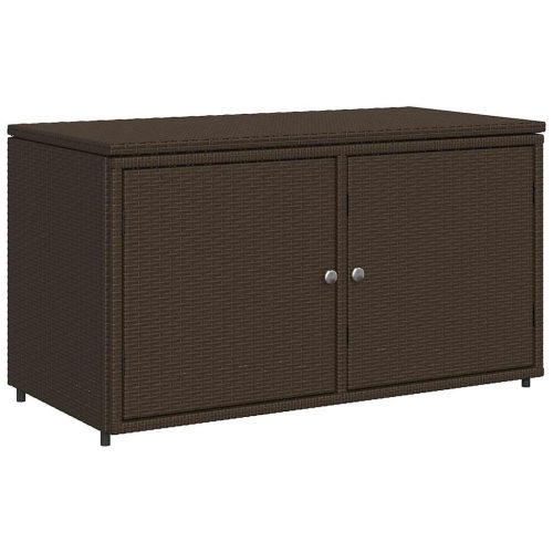  barna polyrattan kerti tárolószekrény 110 x 55 x 60,5 cm