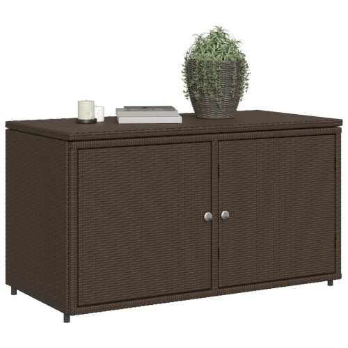  barna polyrattan kerti tárolószekrény 110 x 55 x 60,5 cm