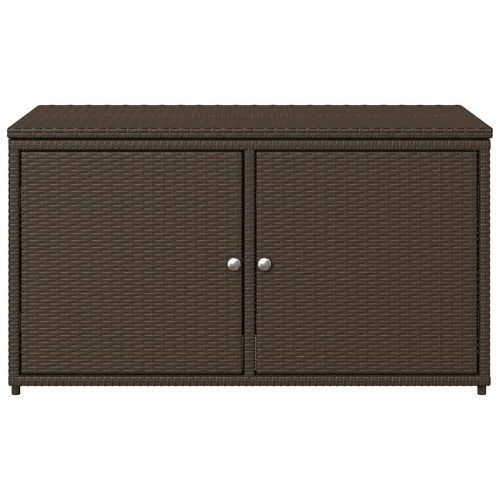  barna polyrattan kerti tárolószekrény 110 x 55 x 60,5 cm