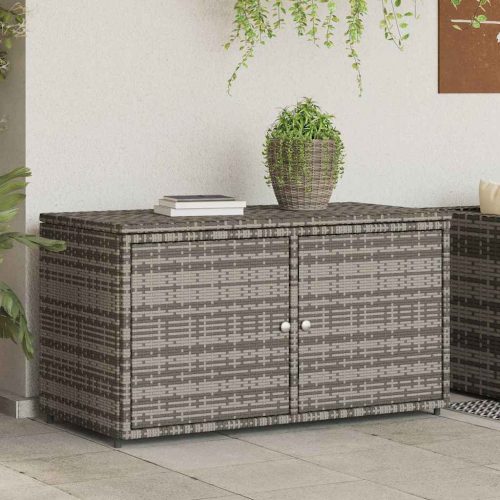  szürke polyrattan kerti tárolószekrény 110 x 55 x 60,5 cm