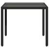 fekete polyrattan üveglapos kerti asztal 90 x 90 x 75 cm