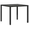  fekete polyrattan üveglapos kerti asztal 90 x 90 x 75 cm
