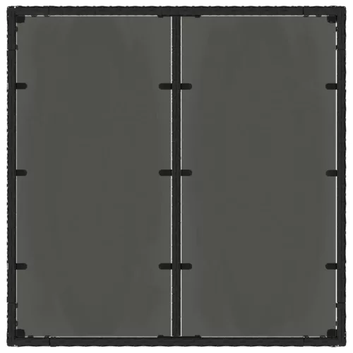  fekete polyrattan üveglapos kerti asztal 90 x 90 x 75 cm
