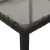  fekete polyrattan üveglapos kerti asztal 90 x 90 x 75 cm