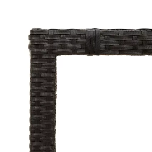  fekete polyrattan üveglapos kerti asztal 90 x 90 x 75 cm