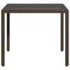  barna polyrattan üveglapos kerti asztal 90 x 90 x 75 cm