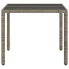  szürke polyrattan üveglapos kerti asztal 90 x 90 x 75 cm