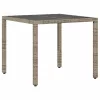  szürke polyrattan üveglapos kerti asztal 90 x 90 x 75 cm