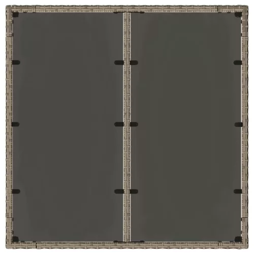  szürke polyrattan üveglapos kerti asztal 90 x 90 x 75 cm