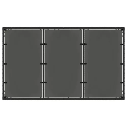  fekete polyrattan üveglapos kerti asztal 150 x 90 x 75 cm