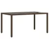  barna polyrattan üveglapos kerti asztal 150 x 90 x 75 cm
