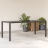  fekete polyrattan üveglapos kerti asztal 190 x 90 x 75 cm