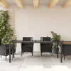  fekete polyrattan üveglapos kerti asztal 190 x 90 x 75 cm