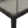  fekete polyrattan üveglapos kerti asztal 190 x 90 x 75 cm