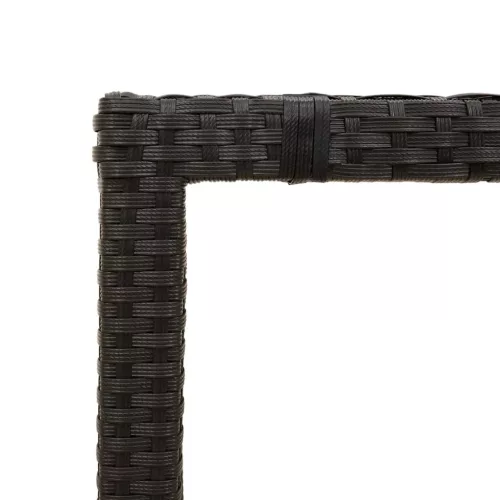  fekete polyrattan üveglapos kerti asztal 190 x 90 x 75 cm