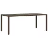  barna polyrattan üveglapos kerti asztal 190 x 90 x 75 cm
