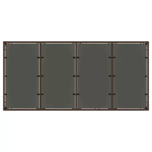  barna polyrattan üveglapos kerti asztal 190 x 90 x 75 cm