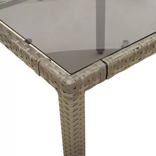  szürke polyrattan üveglapos kerti asztal 190 x 90 x 75 cm