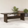  barna polyrattan üveglapos kerti asztal 240 x 90 x 75 cm