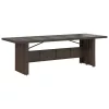 barna polyrattan üveglapos kerti asztal 240 x 90 x 75 cm