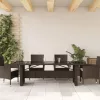 barna polyrattan üveglapos kerti asztal 240 x 90 x 75 cm