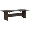  barna polyrattan üveglapos kerti asztal 240 x 90 x 75 cm