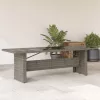  szürke polyrattan üveglapos kerti asztal 240 x 90 x 75 cm