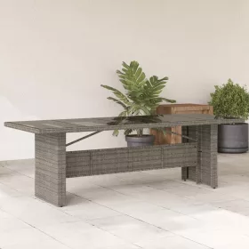  szürke polyrattan üveglapos kerti asztal 240 x 90 x 75 cm