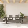  szürke polyrattan üveglapos kerti asztal 240 x 90 x 75 cm