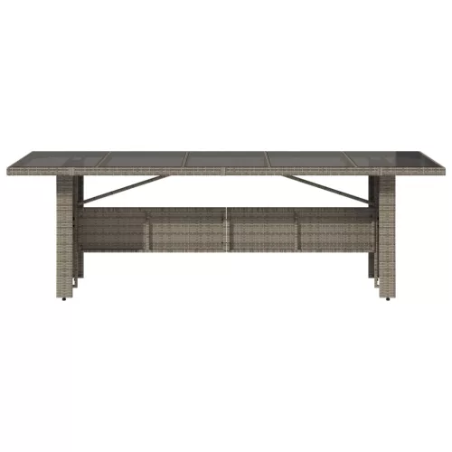  szürke polyrattan üveglapos kerti asztal 240 x 90 x 75 cm
