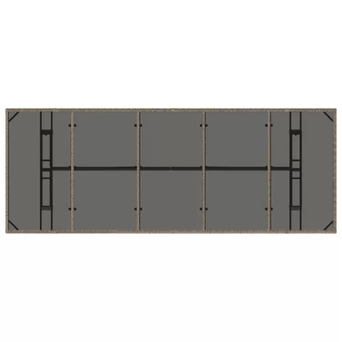  szürke polyrattan üveglapos kerti asztal 240 x 90 x 75 cm
