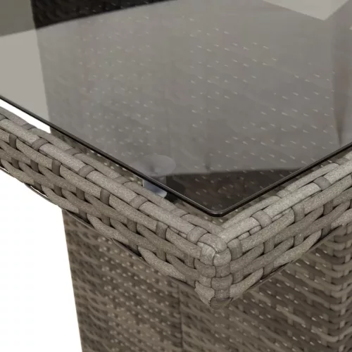  szürke polyrattan üveglapos kerti asztal 240 x 90 x 75 cm